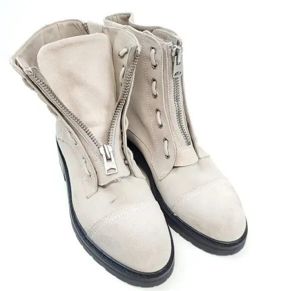 All Saints Ariel Boots Zip Up Suede Leather Combat Boots NWOB